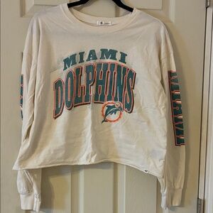 Miami Dolphins Cream Cropped Long Sleeve T-Shirt